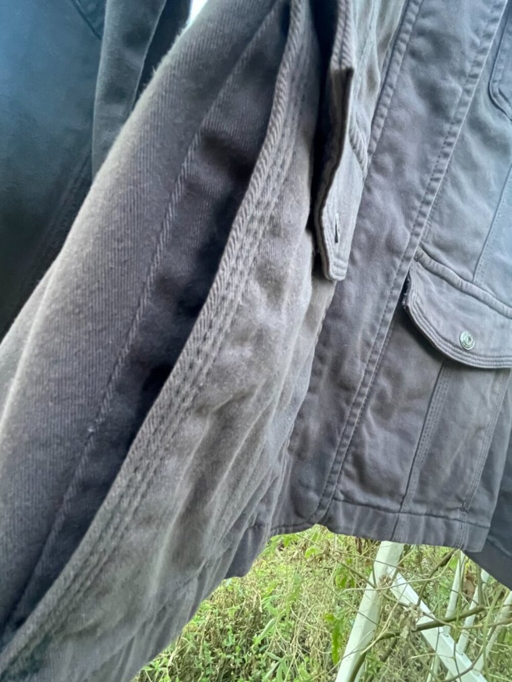 NWOT Kensie Gray Utility Jacket Distressed Grunge Gorpcore XL Cargo Multi-Pocket - Picture 5 of 16
